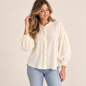 Show Me Your Mumu Outlaw Blouse Ivory Georgie Top Romantic Boho Large
